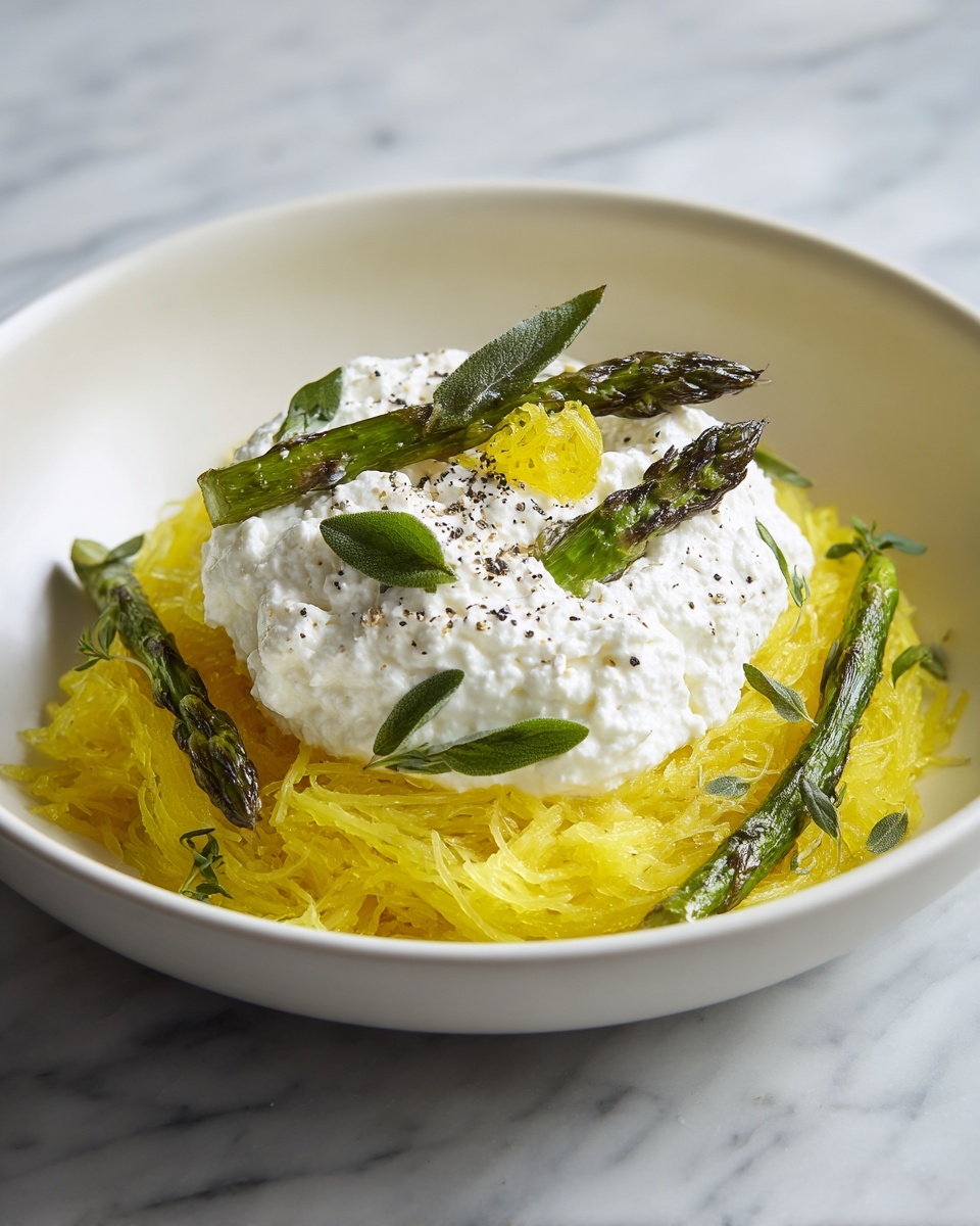 Spaghetti Squash with Asparagus, Ricotta, Lemon, and Thyme Recipe - Recipe Image