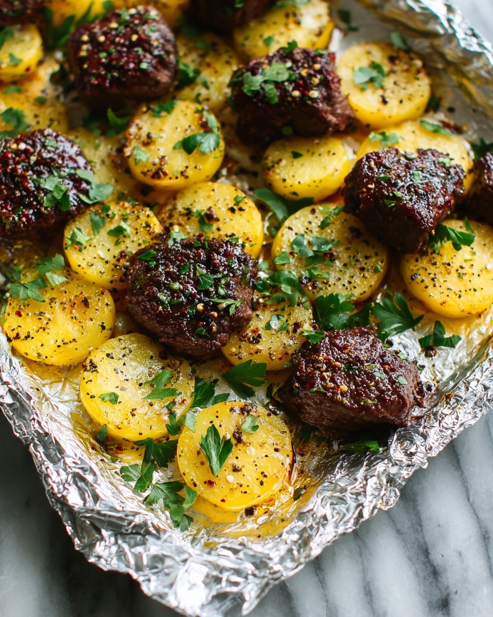 Garlic Steak and Potato Foil Packs Recipe - Recipe Image