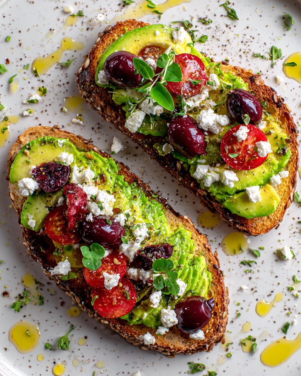 Avocado Feta Toast with Tomato, Cranberries & Olive Oil Recipe - Recipe Image