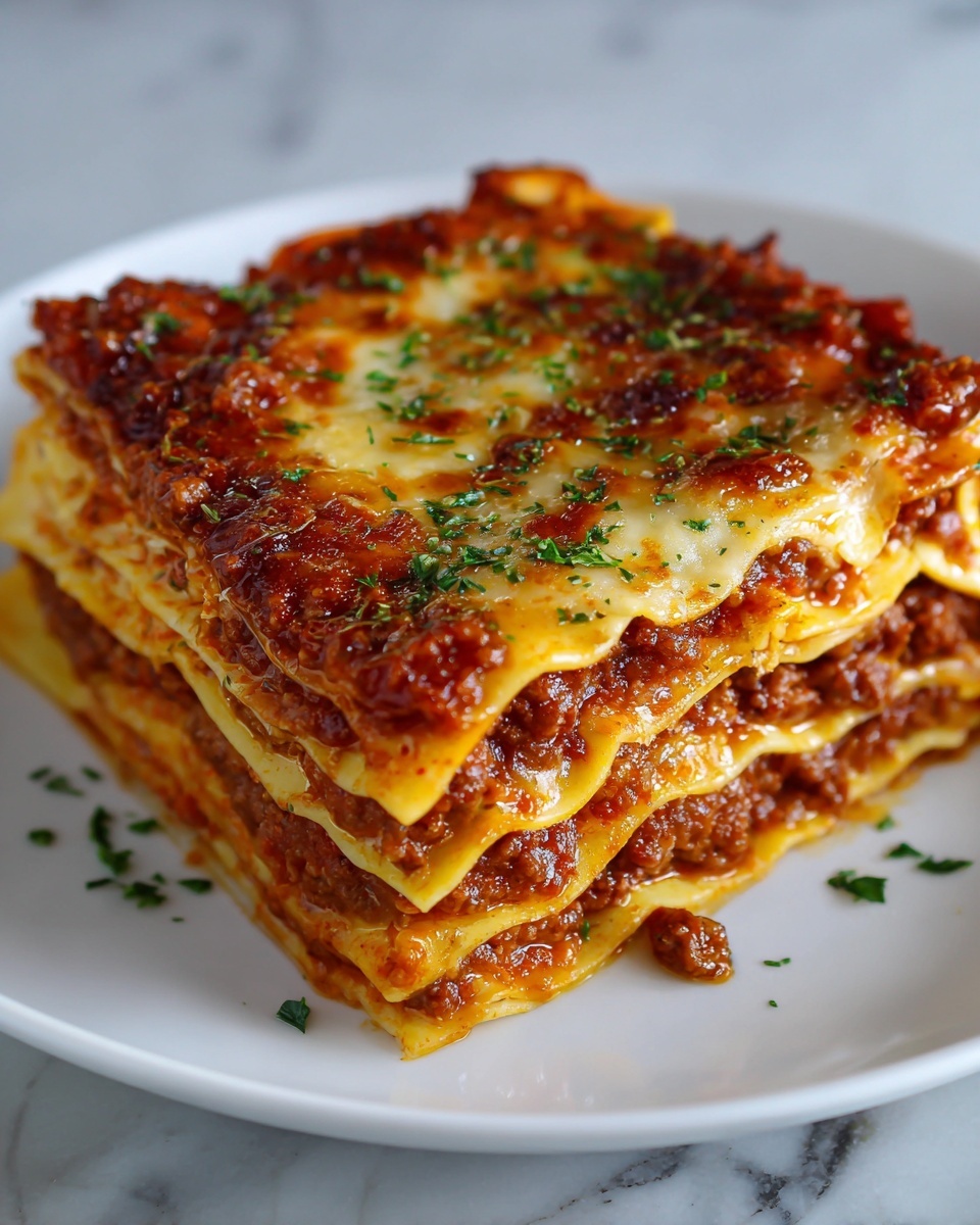 Easy Homemade Lasagna with Savory Meat Sauce Recipe - Recipe Image
