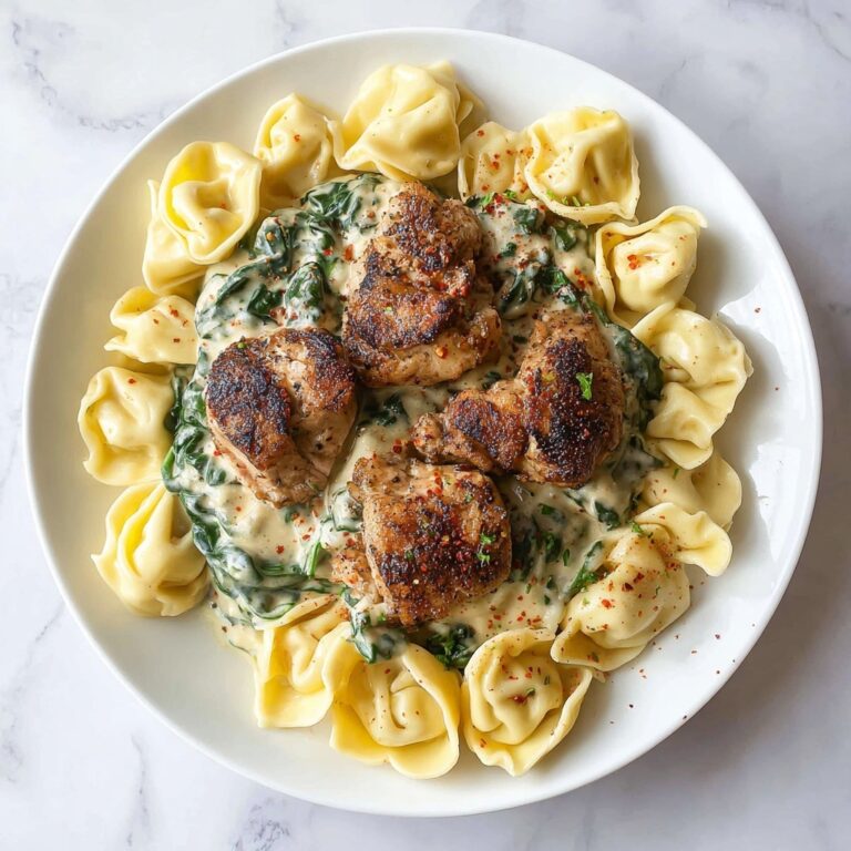 Cheesy Garlic Parmesan Chicken Tortellini with Spinach in Creamy Sauce Recipe