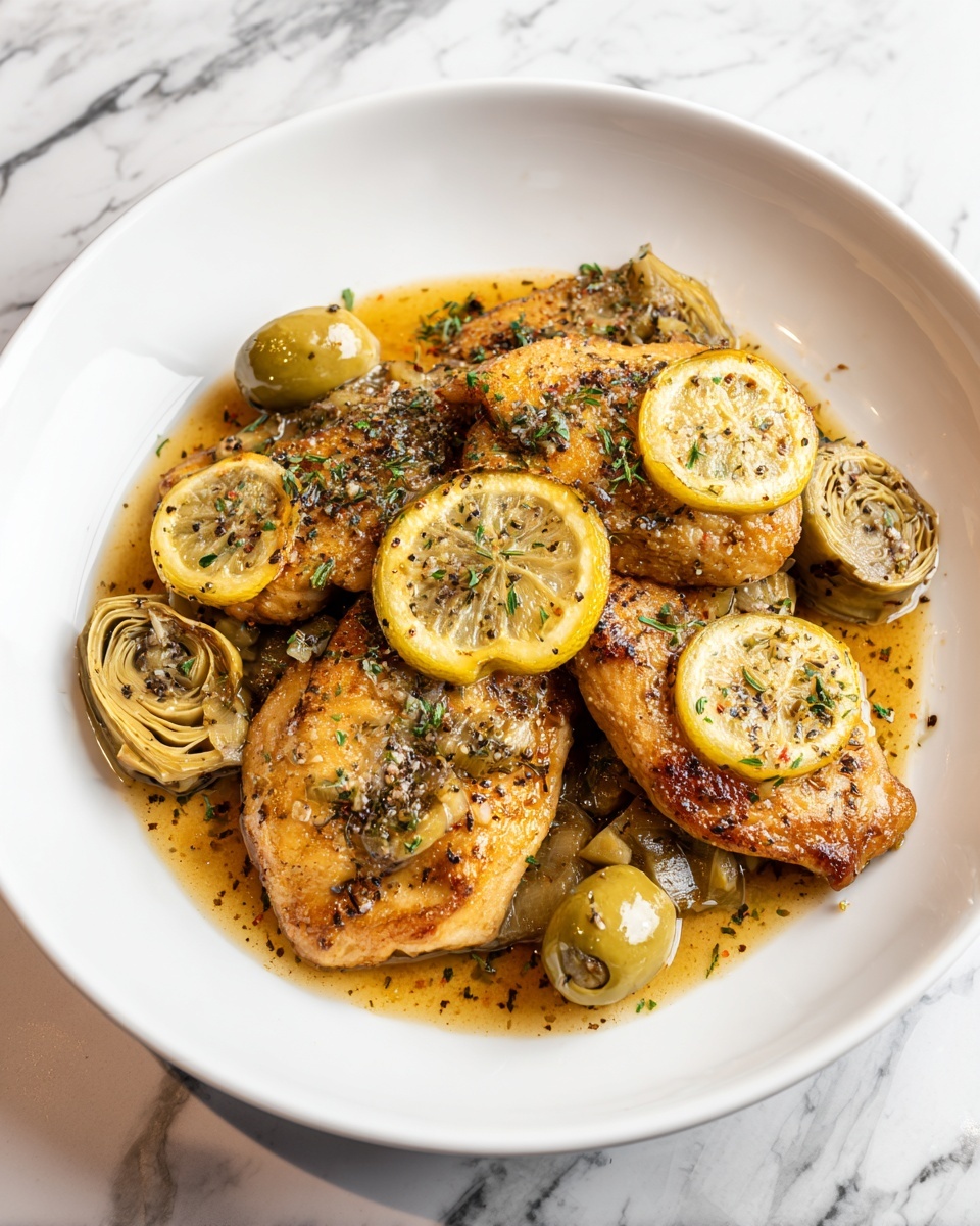 Mediterranean Lemon Chicken with Artichokes & Olives Recipe - Recipe Image
