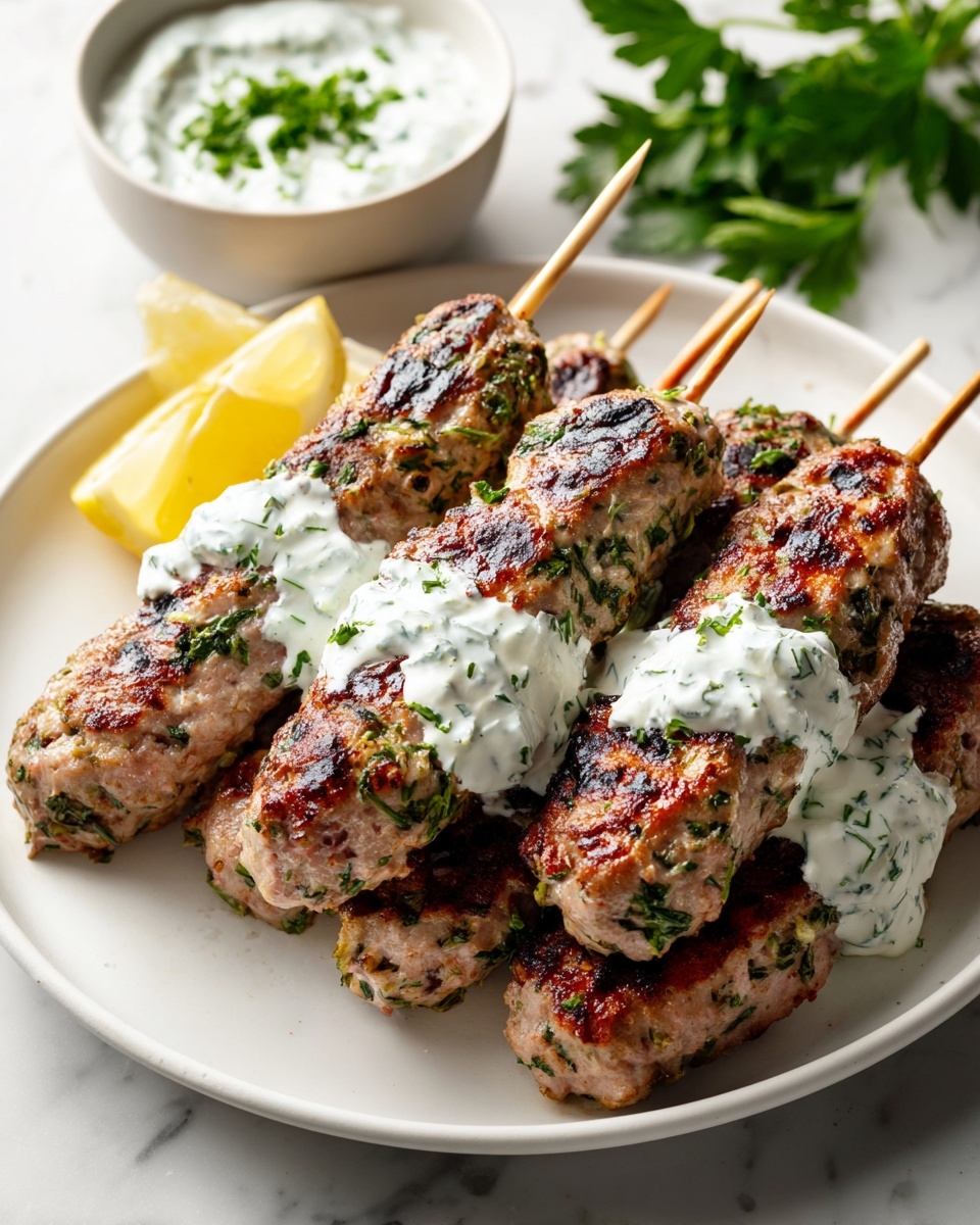 Chicken Kofta with Garlic Yogurt Sauce Recipe - Recipe Image