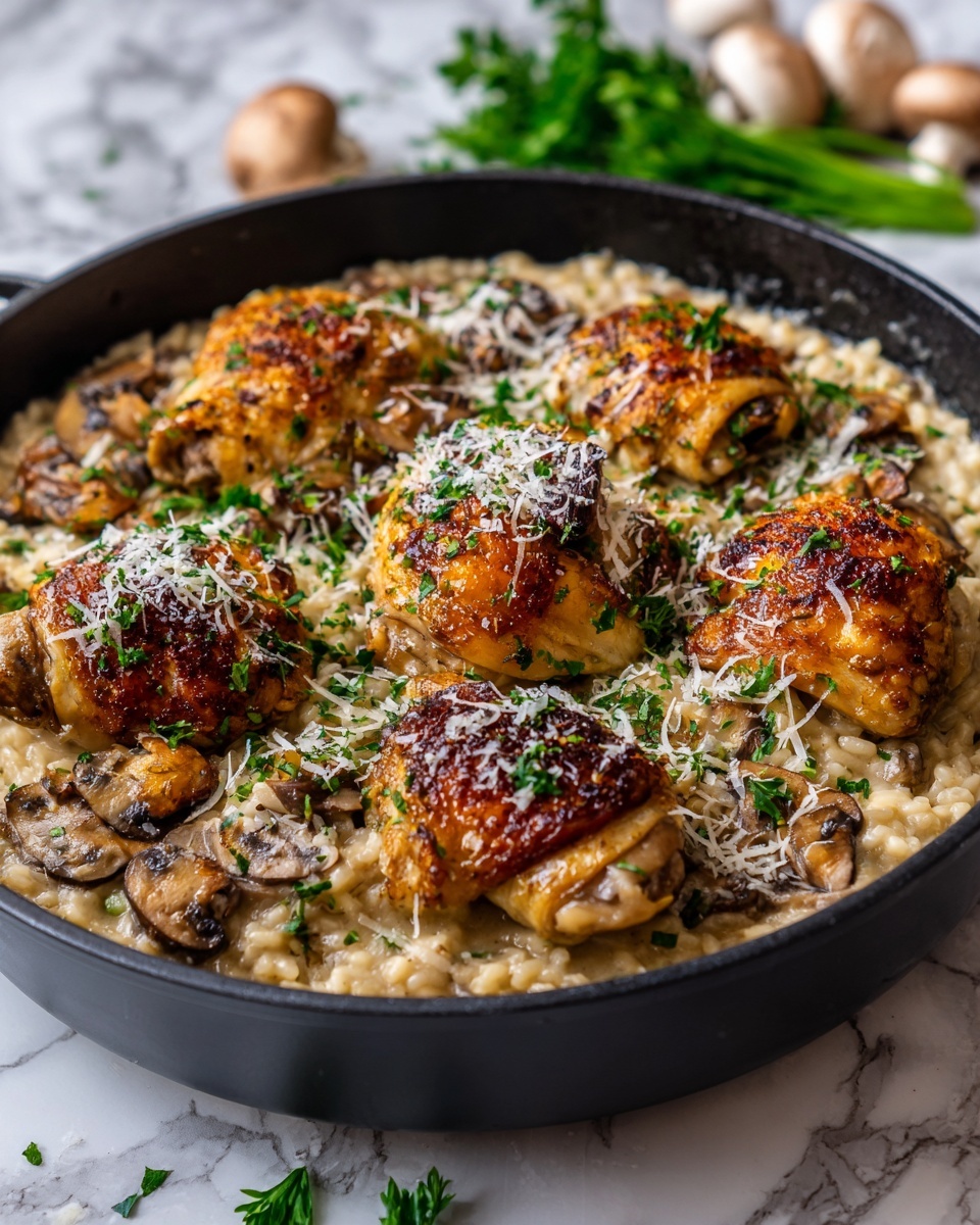 One-Pan Creamy Parmesan Chicken & Rice Recipe - Recipe Image