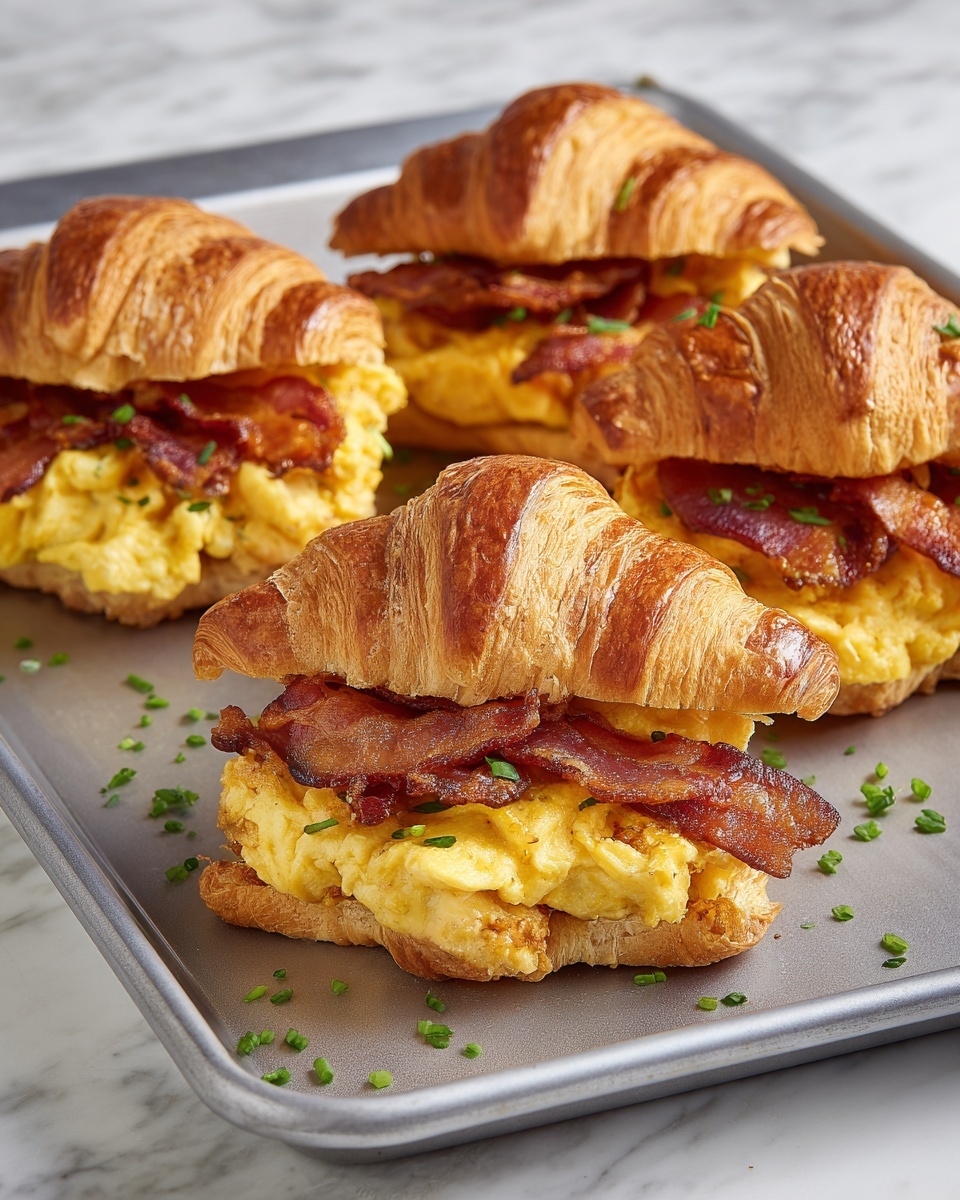 Croissant Breakfast Sandwiches with Dijon Honey Spread and Scrambled Eggs Recipe - Recipe Image