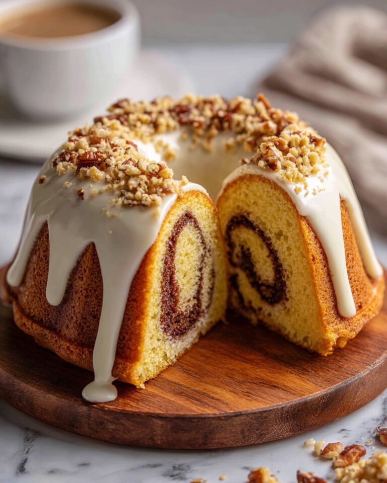 Pecan Caramel Cinnamon Roll Cream Cheese Pound Cake Recipe