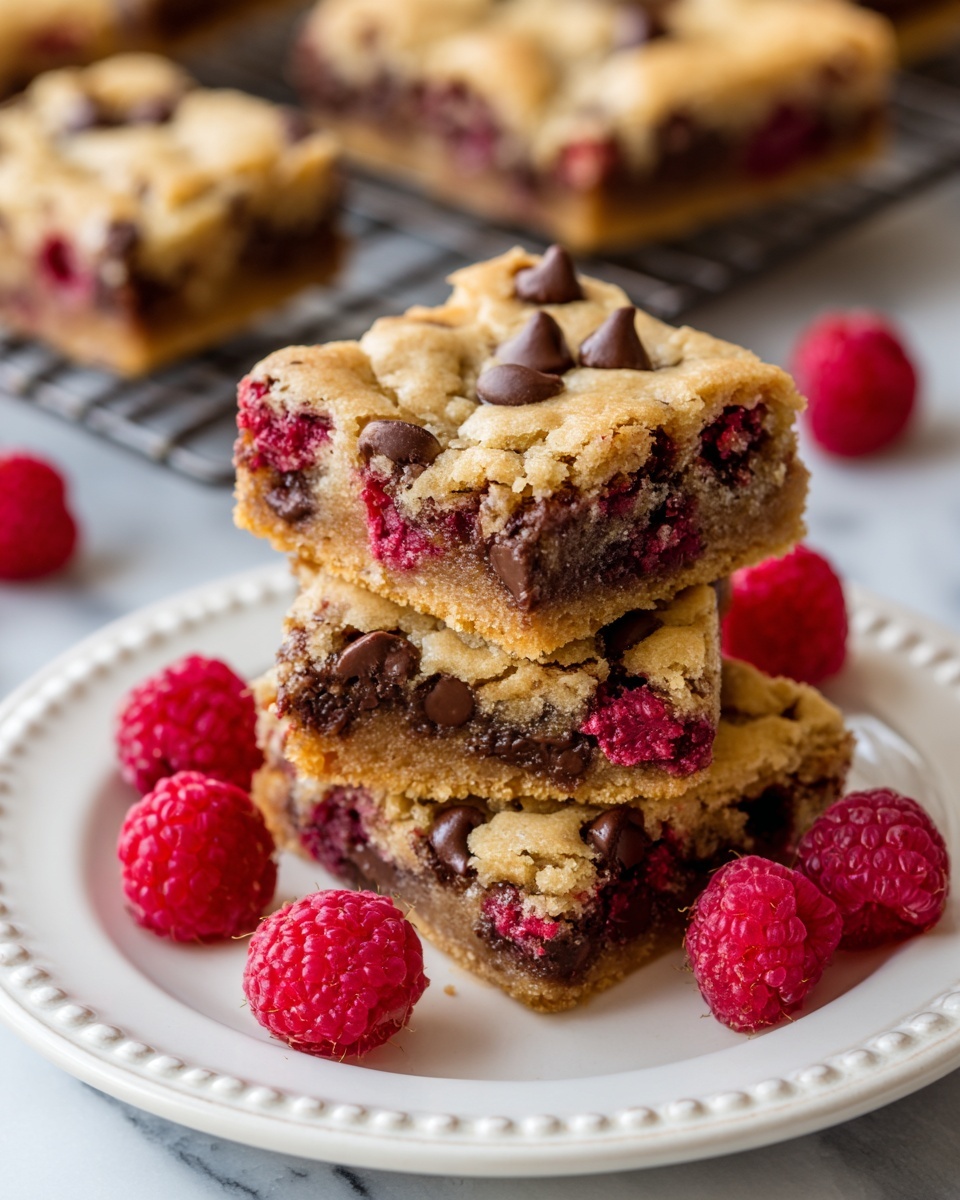 Delightful Raspberry and Chocolate Chip Cookie Bars Recipe - Recipe Image