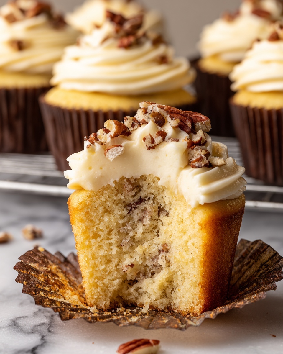 Banana Cinnamon Pecan Cupcakes with Cream Cheese Frosting Recipe - Recipe Image