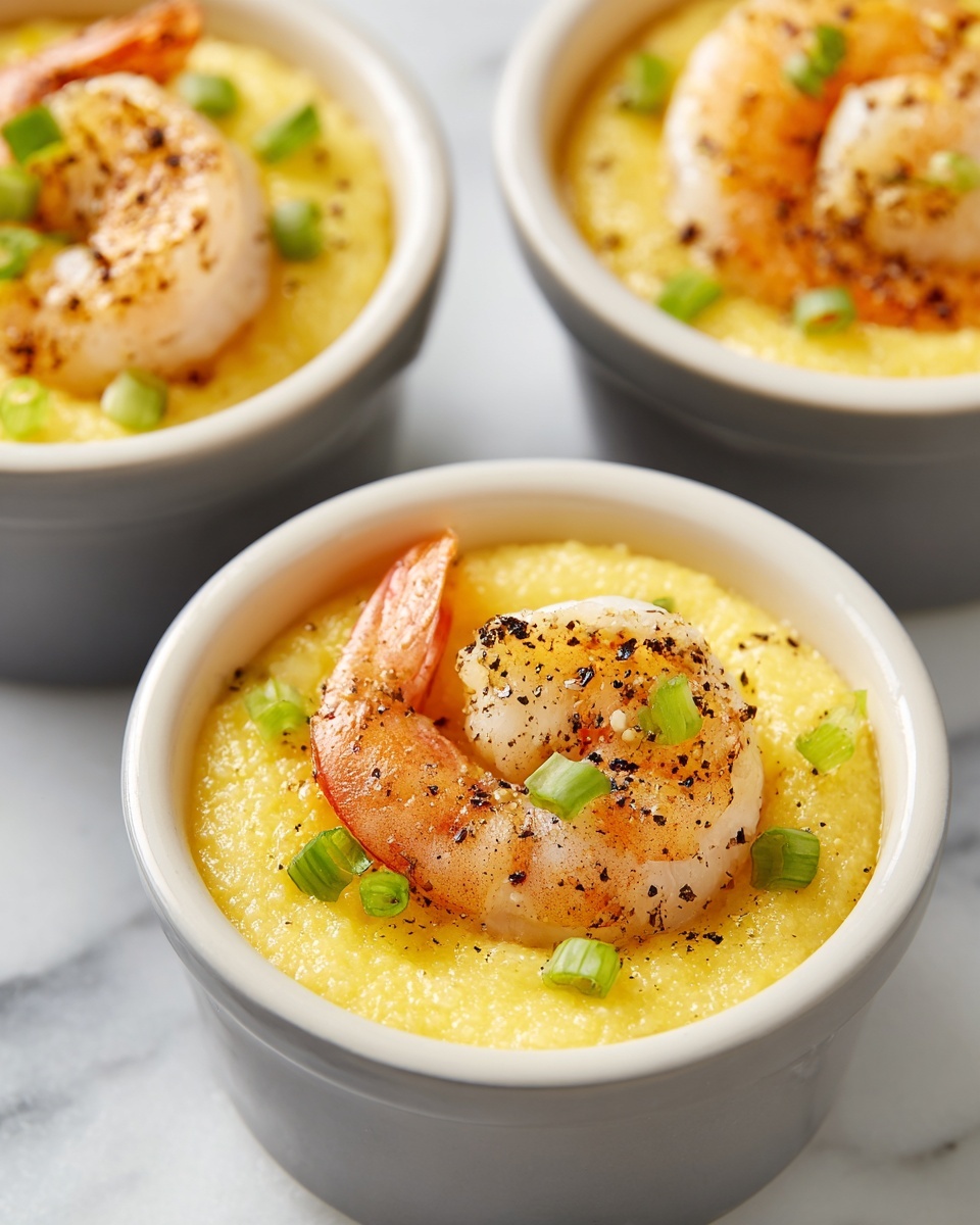 Shrimp and Scallion Grit Cups with Creamy Cheese Recipe - Recipe Image