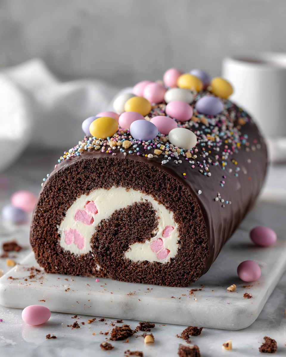 Easter Chocolate Log Cake Recipe - Recipe Image
