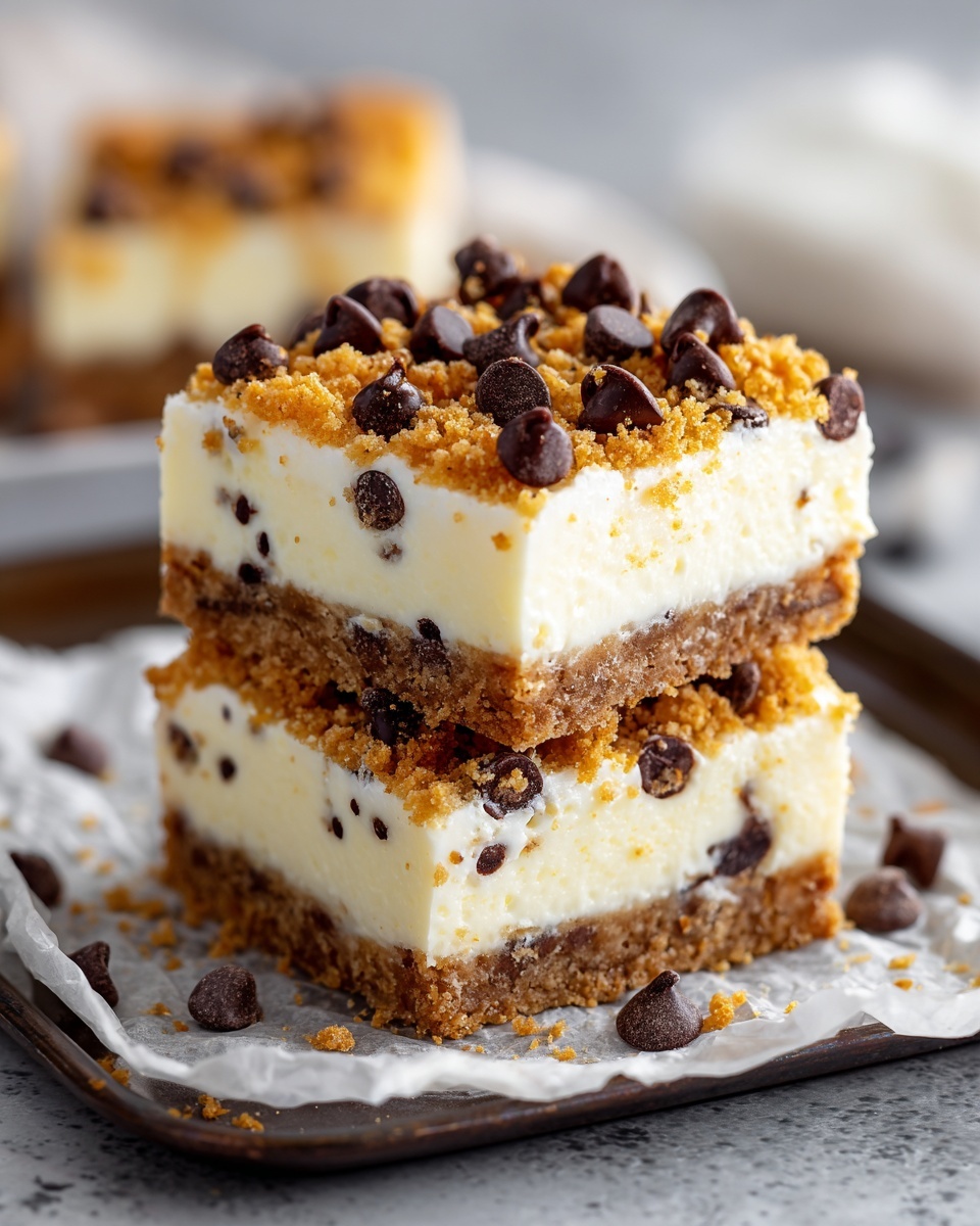 No-Bake Cookie Dough Cheesecake Bars Recipe - Recipe Image