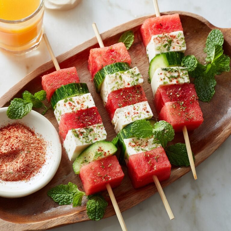 Watermelon and Feta Skewers with Mint and Tajin Recipe