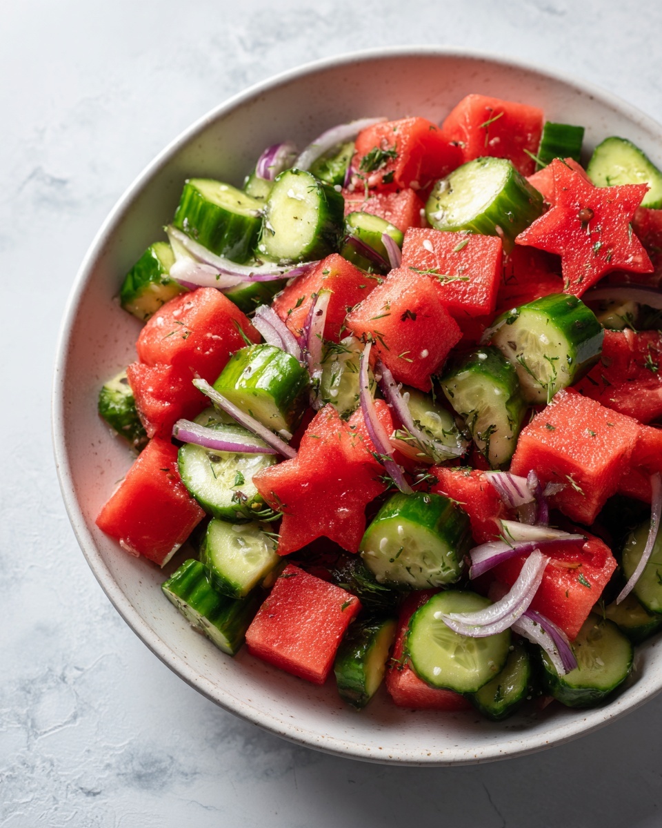 The Ultimate Watermelon Cucumber Salad for Hot Summer Days Recipe - Recipe Image