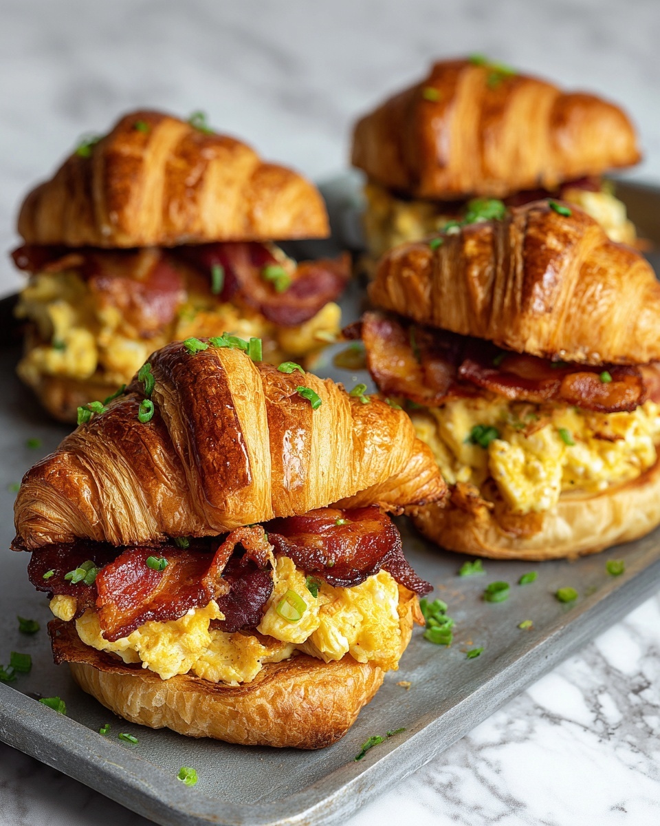 Croissant Breakfast Sandwiches with Dijon Honey Spread and Scrambled Eggs Recipe - Recipe Image