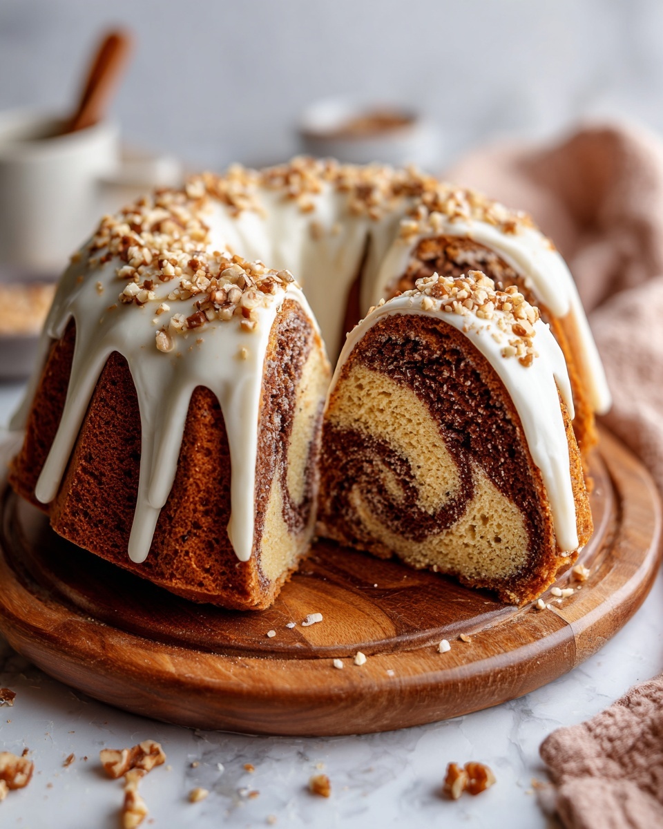 Pecan Caramel Cinnamon Roll Cream Cheese Pound Cake Recipe - Recipe Image