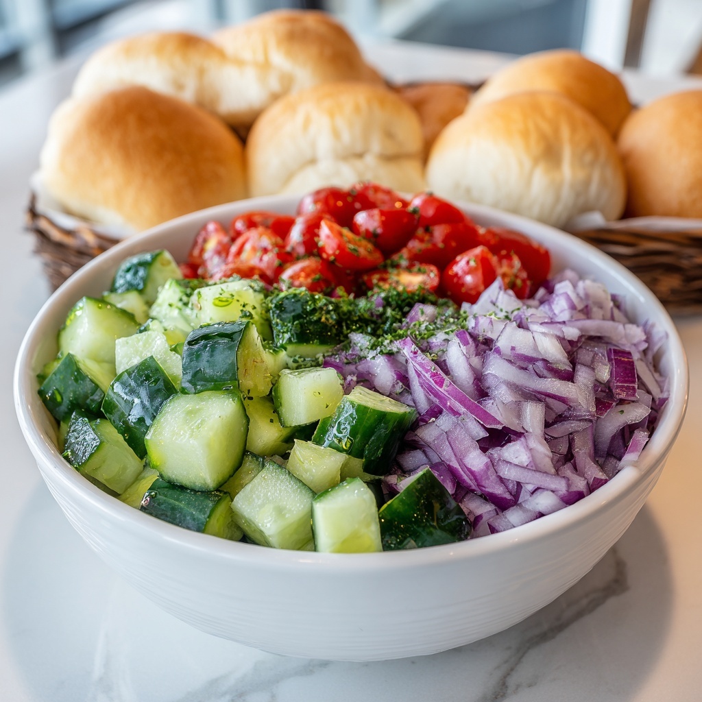 Marinated Cucumber Onion and Tomato Salad Recipe - Recipe Image