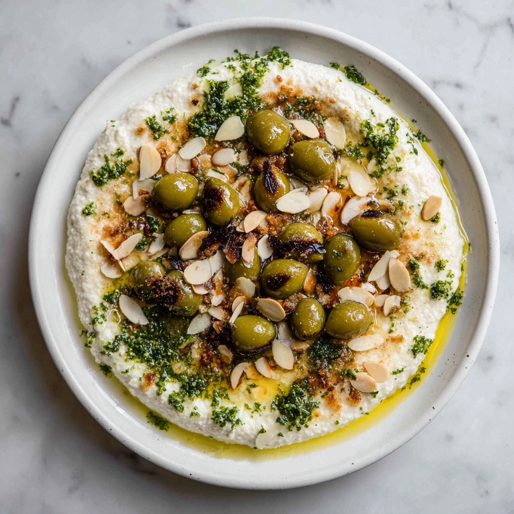 Ricotta with Crushed Olives, Almonds & Lemon Recipe - Recipe Image