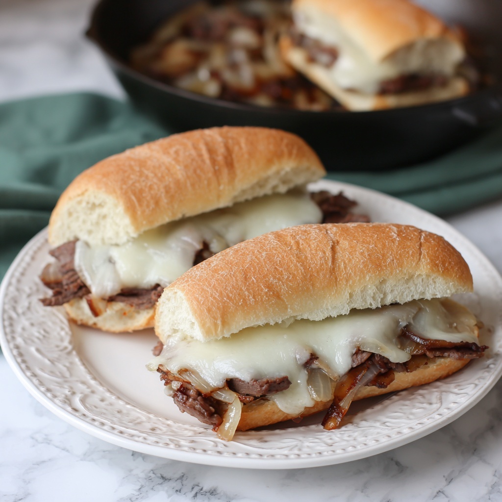 Garlic Butter Cheese Steak Sandwiches Recipe - Recipe Image