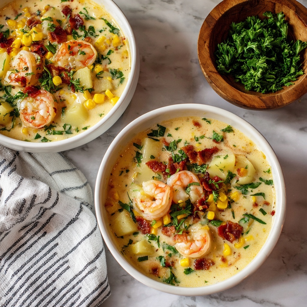 Creamy Potato Shrimp and Corn Chowder Recipe - Recipe Image