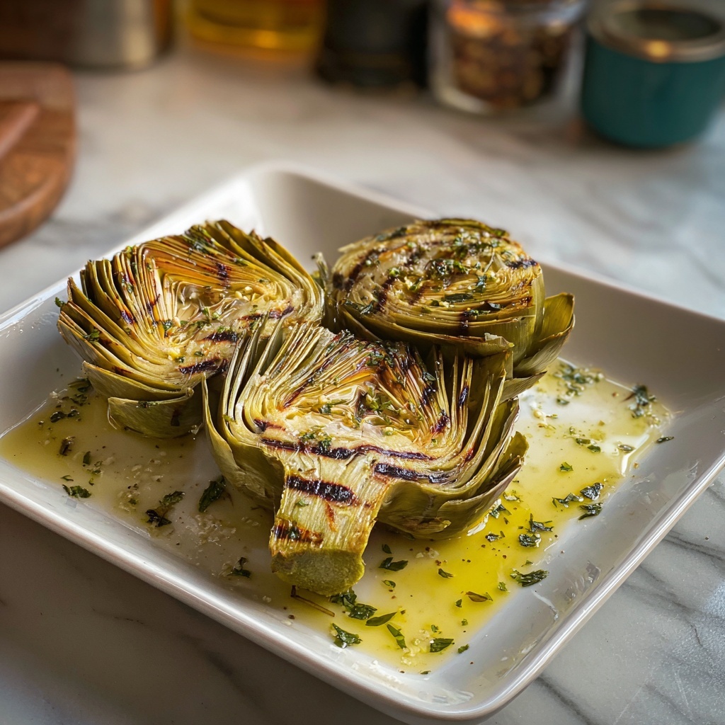 Grilled Artichokes with Garlic Butter Recipe - Recipe Image