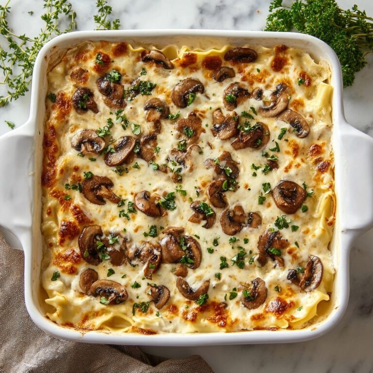Cheesy Mushroom Chicken Alfredo Lasagna Recipe