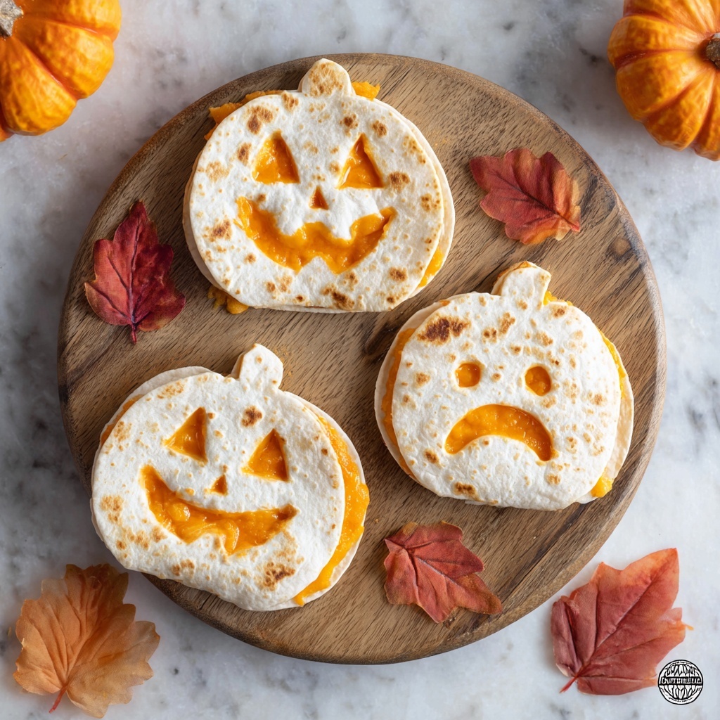 Jack-O'-Lantern Cheese Quesadillas Recipe - Recipe Image