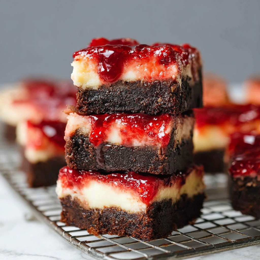Cherry Chocolate Brownie Cheesecake Bars Recipe - Recipe Image