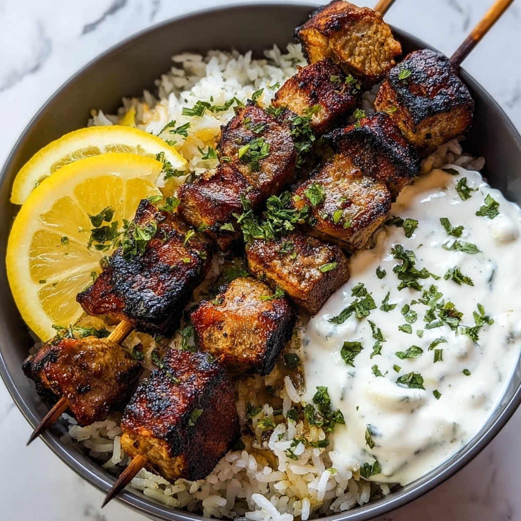 Greek Chicken Skewers with Lemon Rice Recipe - Recipe Image