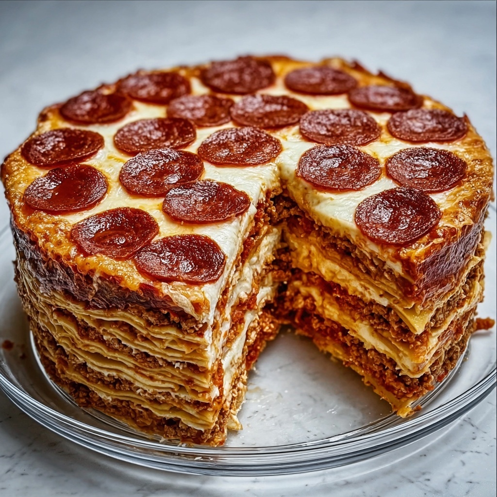 Pepperoni Pizza Layer Cake Recipe - Recipe Image