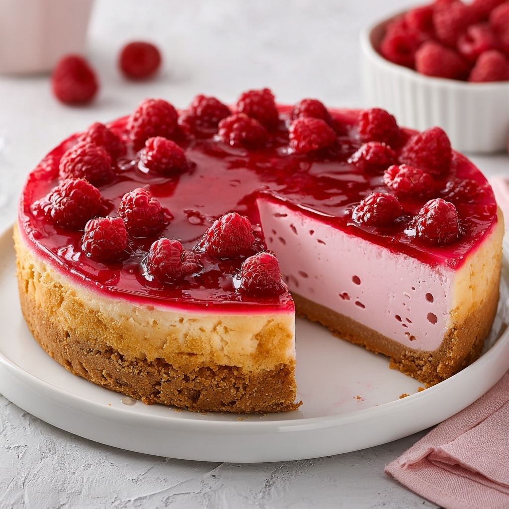 Easy Baked Raspberry Cheesecake Recipe - Recipe Image