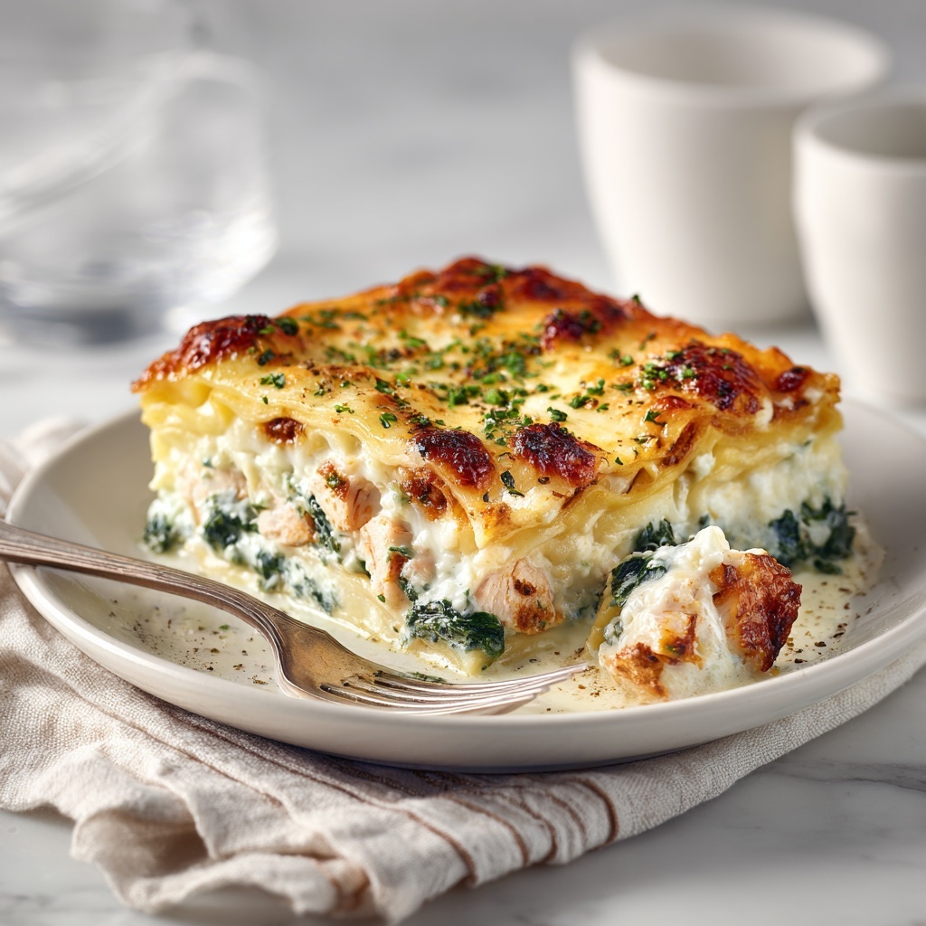 White Cheese Chicken Lasagna Recipe - Recipe Image