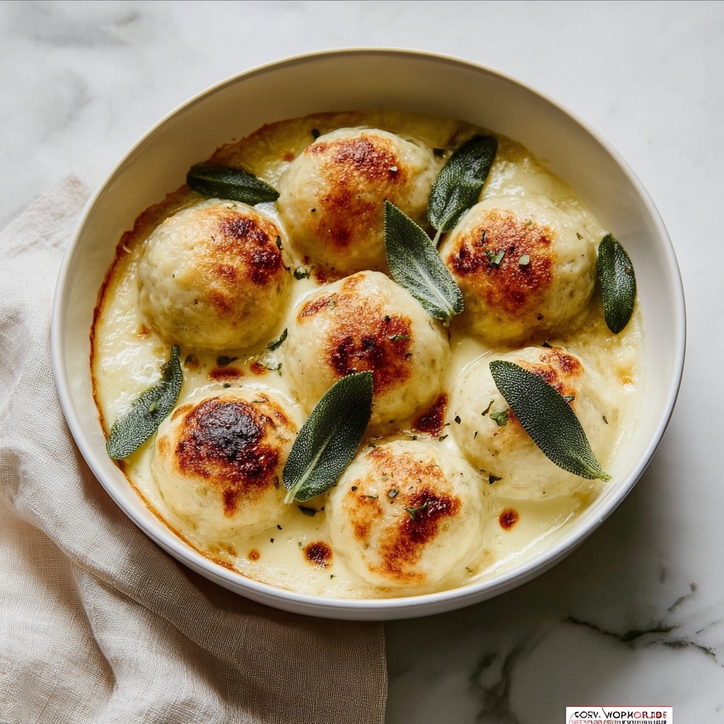Italian Ricotta Gnudi in Cheese Sauce Recipe - Recipe Image