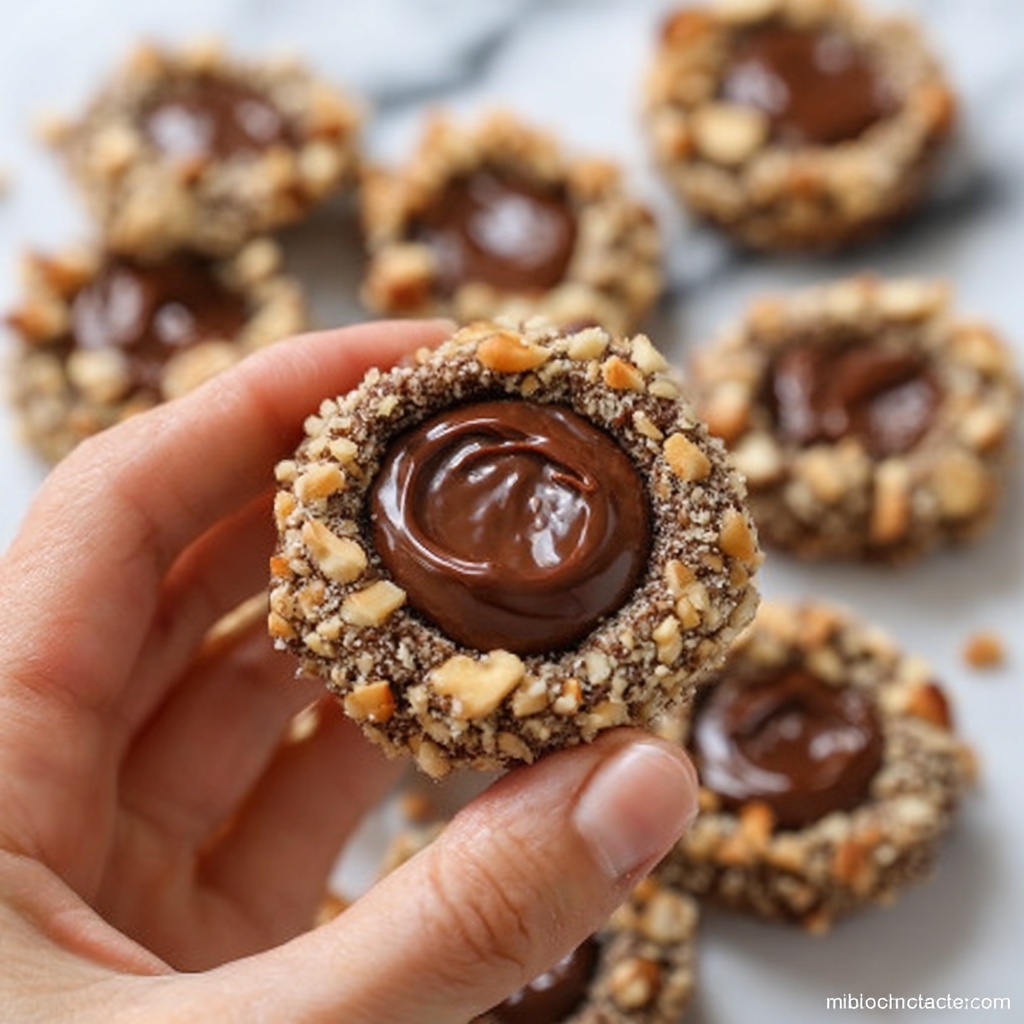 Chocolate Hazelnut Thumbprint Cookies Recipe - Recipe Image