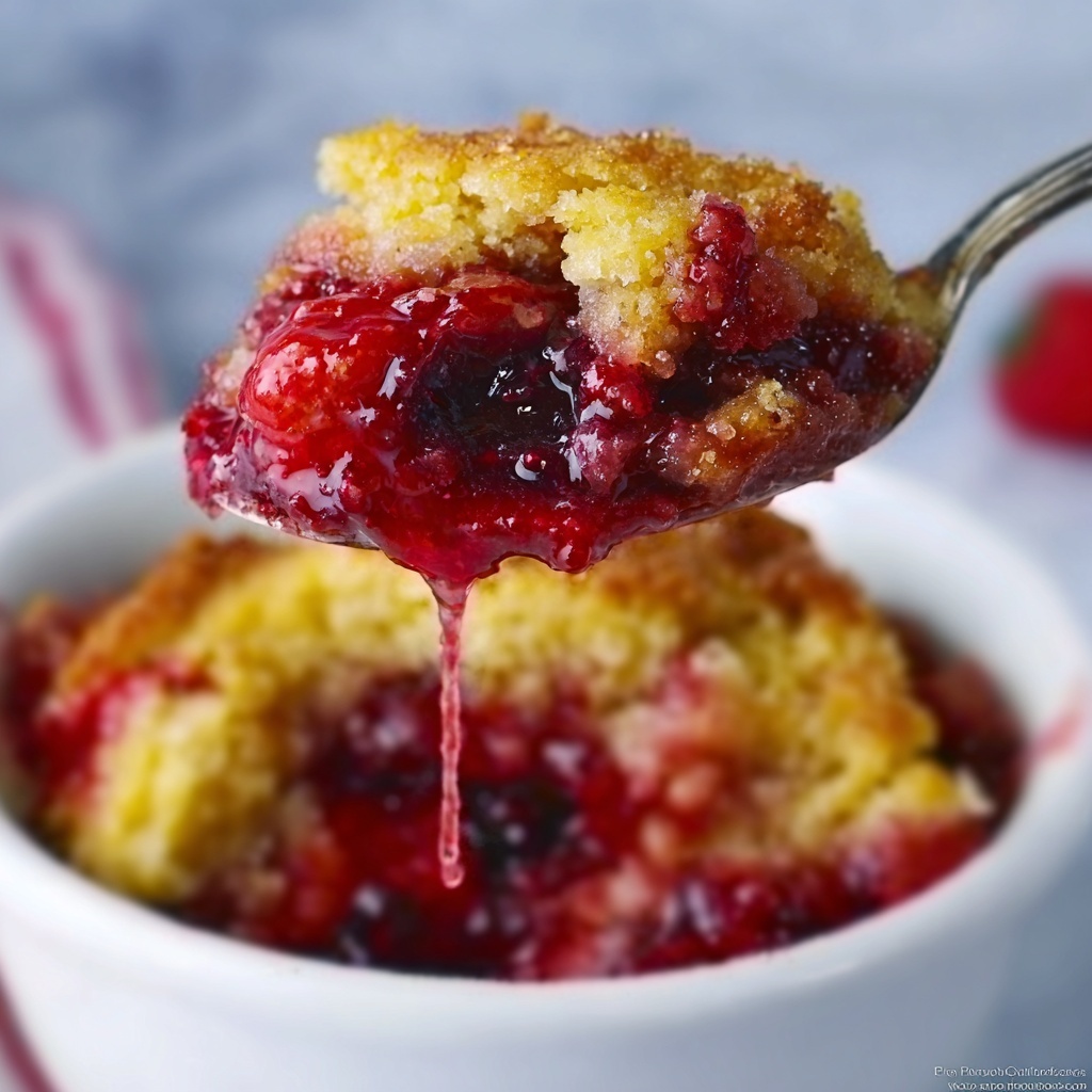 Strawberry Cobbler Topped with Brown Sugar Pecan Topping Recipe - Recipe Image