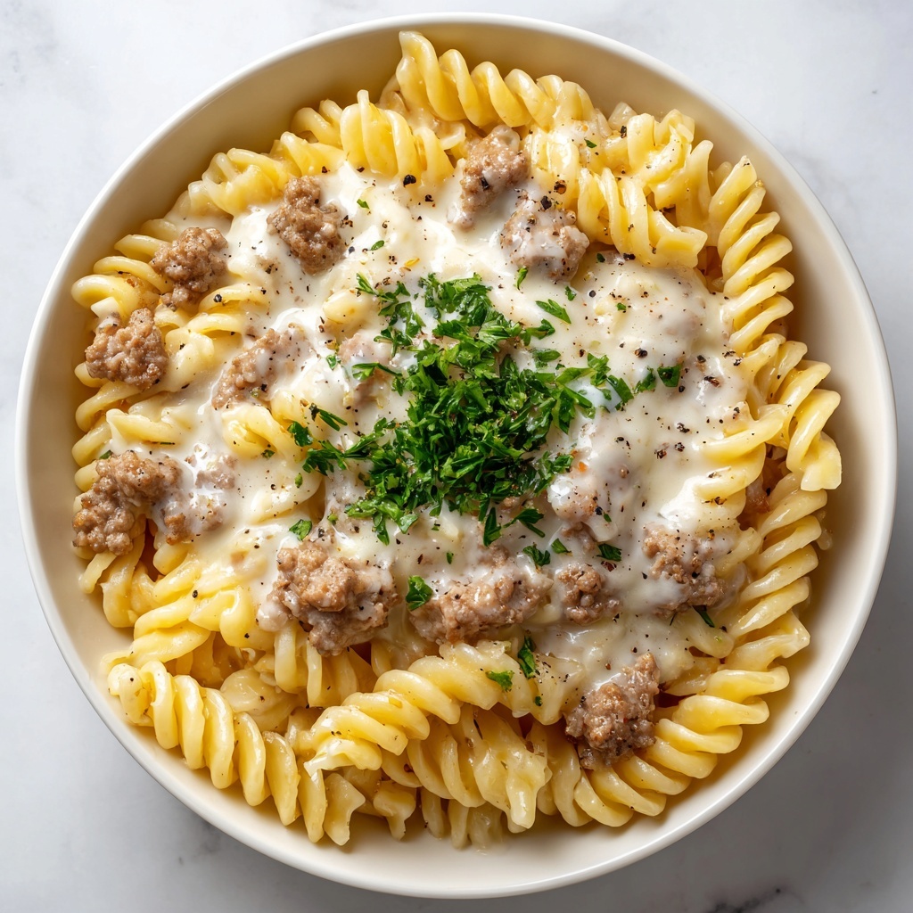 Beef and Rotini in Garlic Parmesan Sauce Recipe - Recipe Image