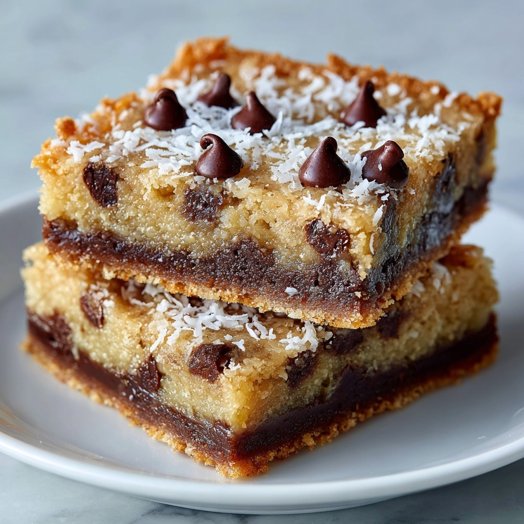 Coconut Toffee Chocolate Chip Cookie Bars Recipe - Recipe Image
