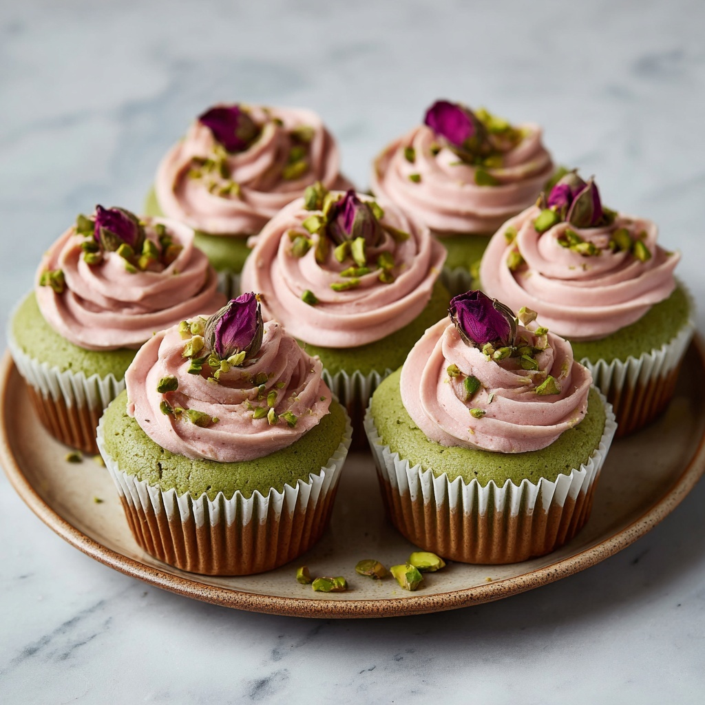 Mini Rose Pistachio Cupcakes Recipe - Recipe Image