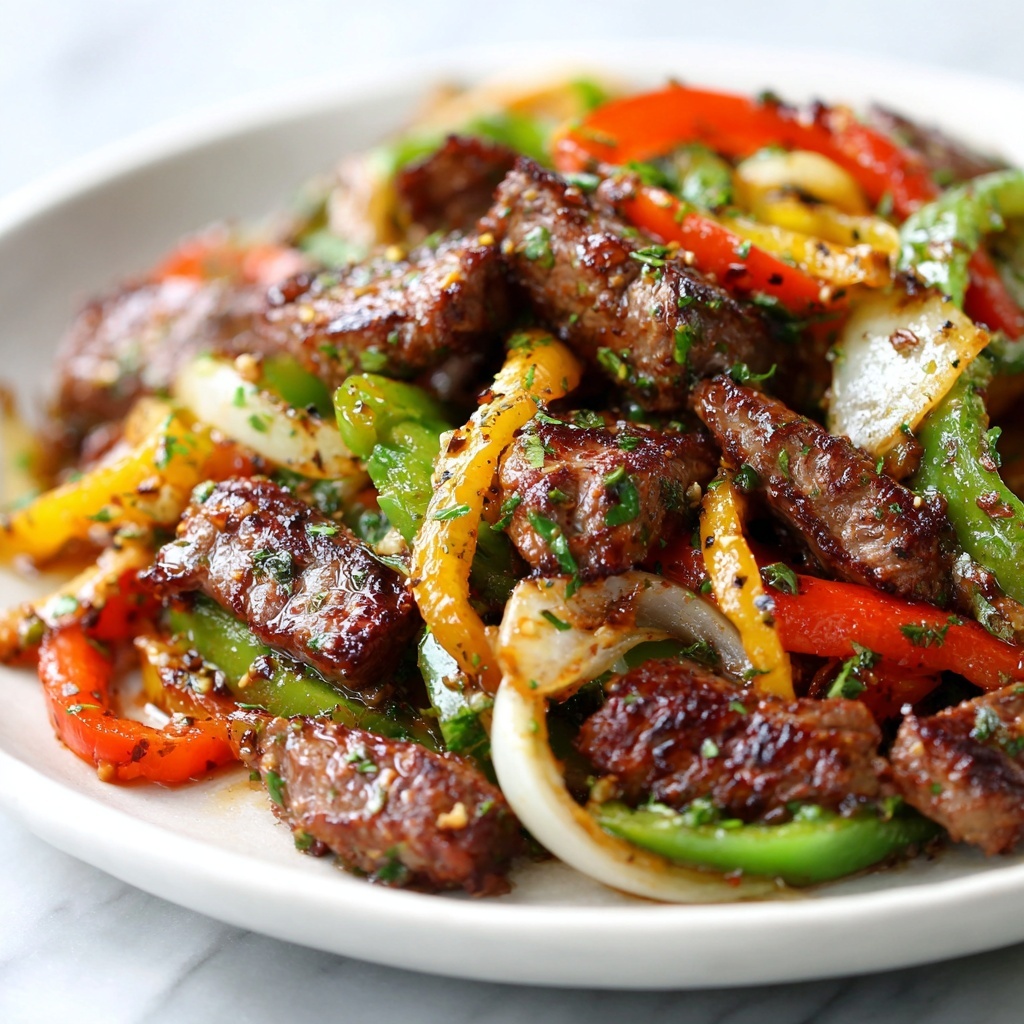 Pepper Steak with Bell Peppers and Onion Recipe - Recipe Image