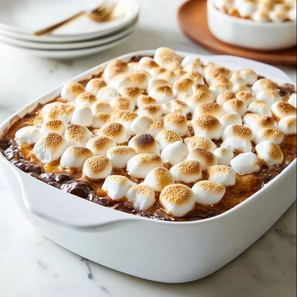 Sweet Potato Casserole with Marshmallow and Streusel Topping Recipe - Recipe Image