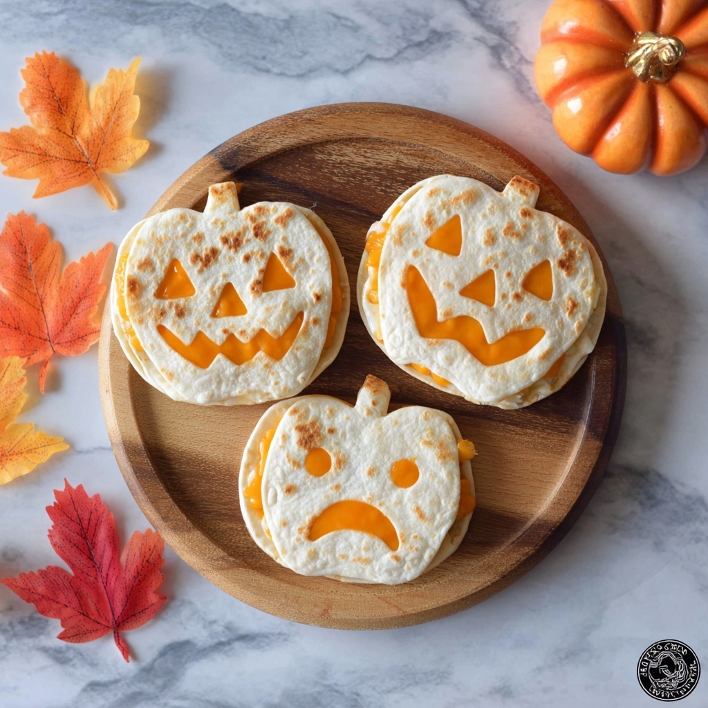 Jack-O'-Lantern Cheese Quesadillas Recipe - Recipe Image