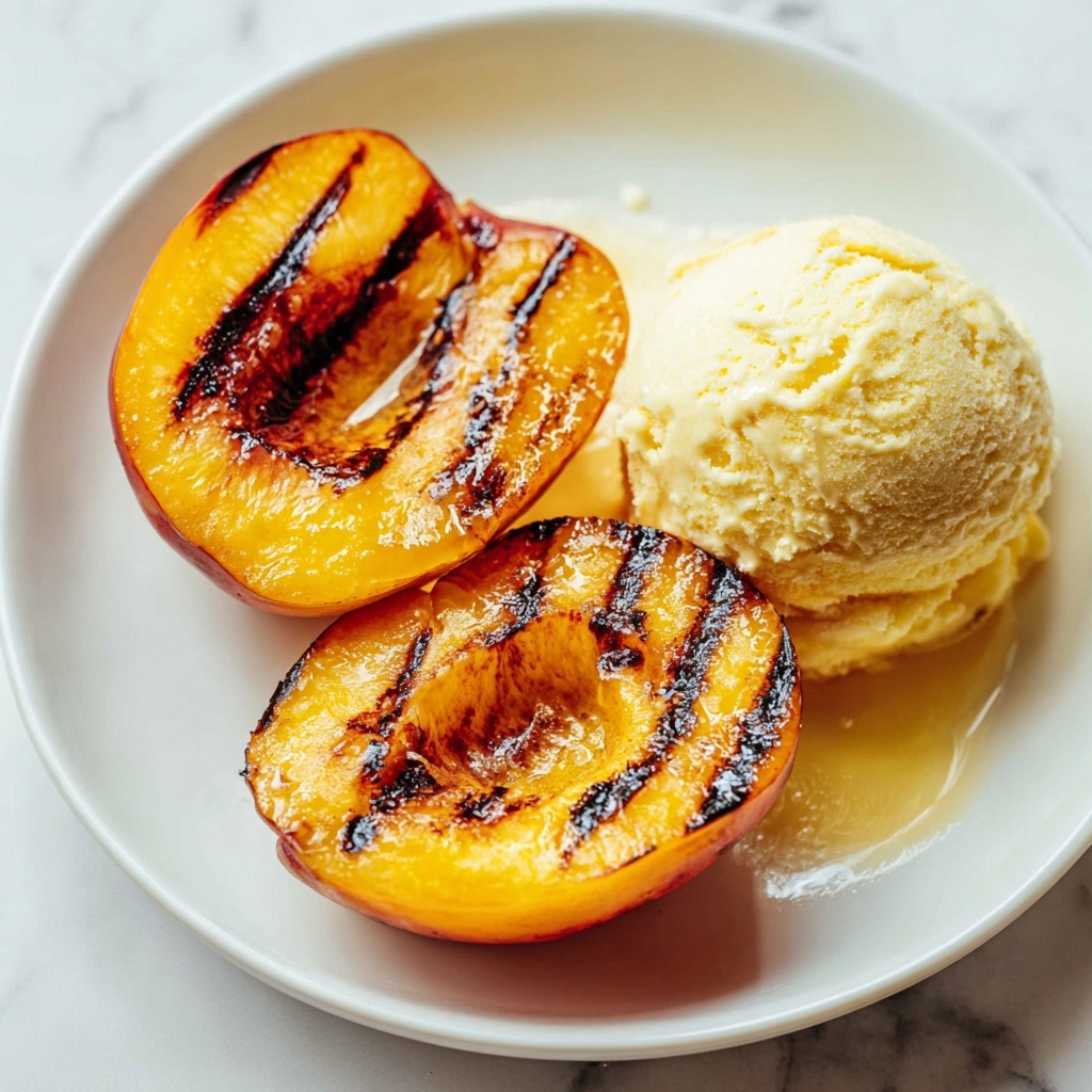 Grilled Peaches with Vanilla Ice Cream Recipe - Recipe Image