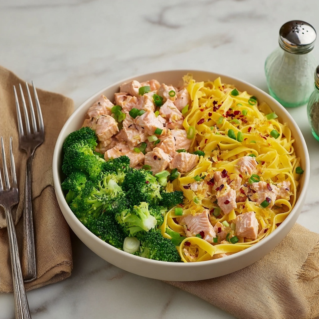 Creamy Pasta with Salmon and Broccoli Recipe - Recipe Image