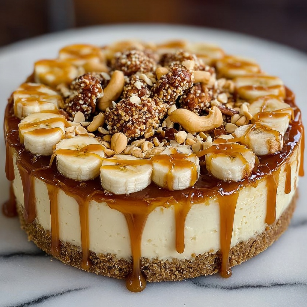 Banana Caramel Peanut Butter Cheesecake Recipe - Recipe Image