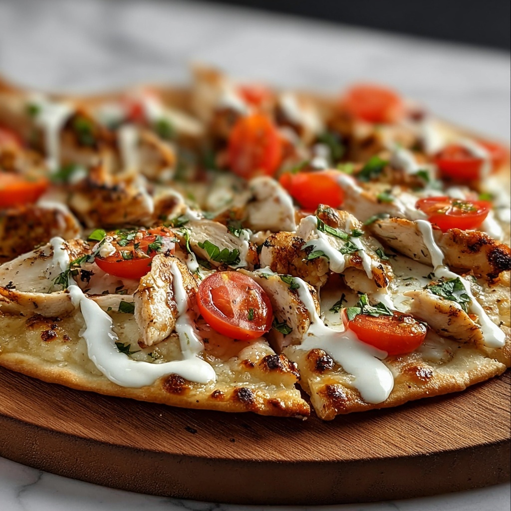 Mediterranean Tzatziki Chicken Naan Pizza Recipe - Recipe Image