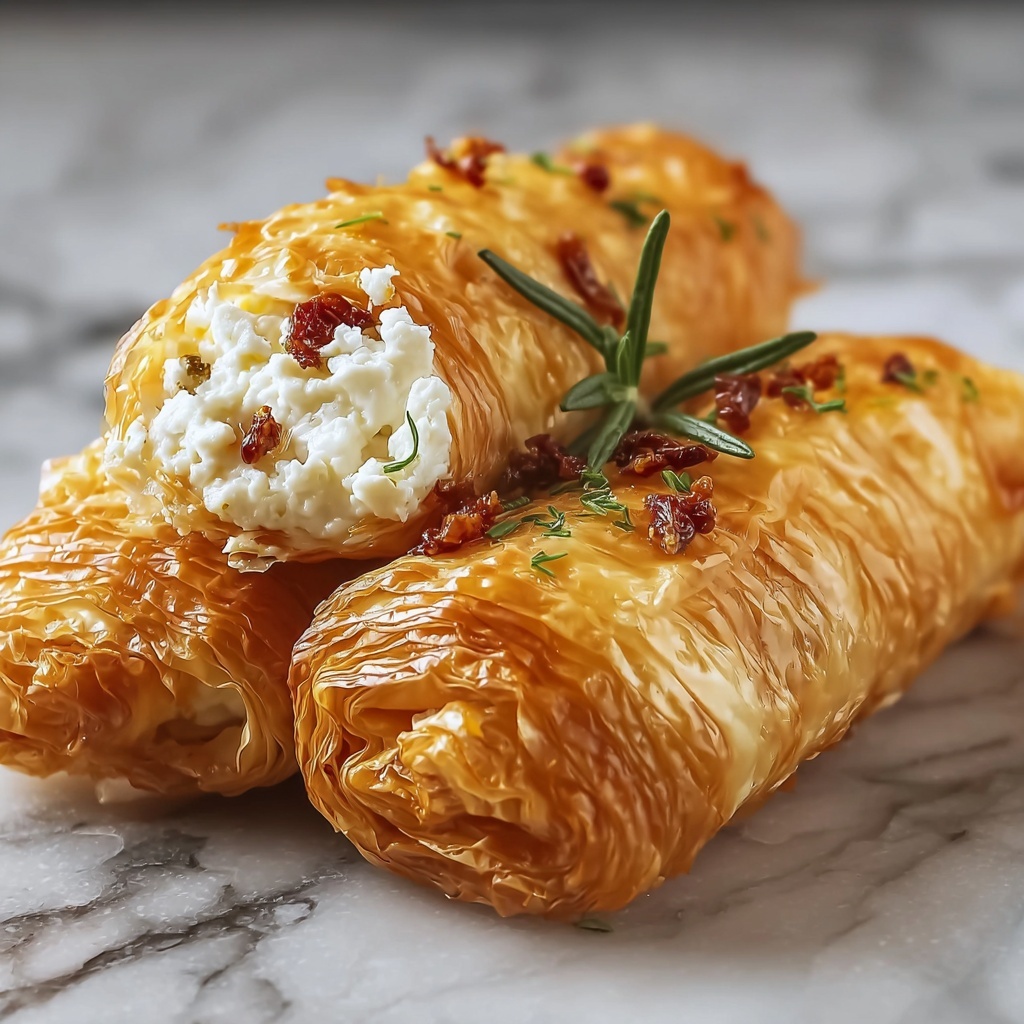 Oven Fried Feta Rolls with Chili Honey Recipe - Recipe Image