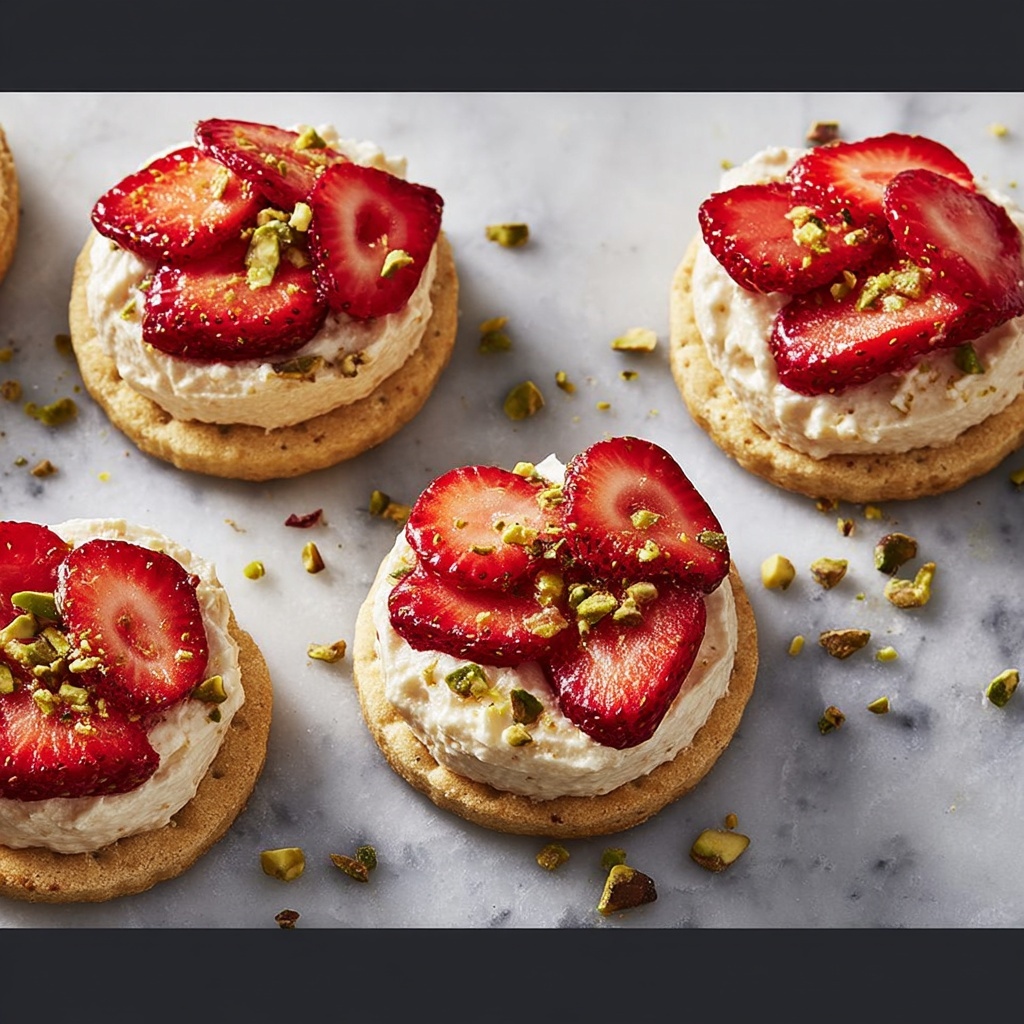 Mini Strawberry Pistachio Mascarpone Tartlets Recipe - Recipe Image