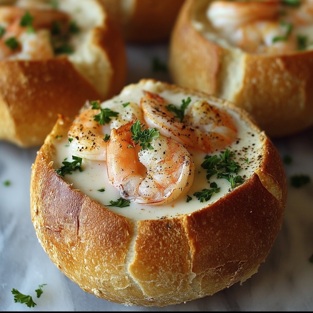 Stuffed Seafood Bread Bowl Recipe - Recipe Image