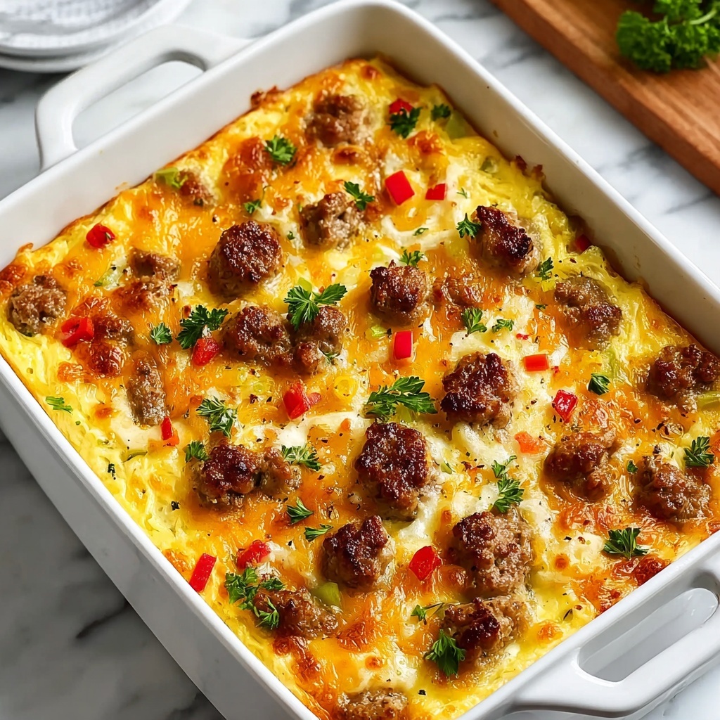 Cheesy Sausage Hashbrown Breakfast Bake Recipe - Recipe Image