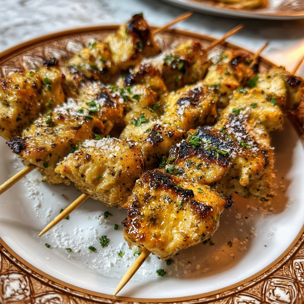 Garlic Parmesan Chicken Skewers Recipe - Recipe Image
