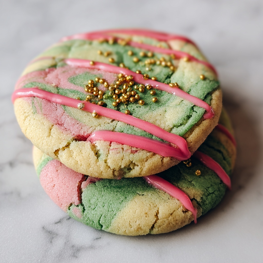 Marble Matcha Strawberry Cookies Recipe - Recipe Image
